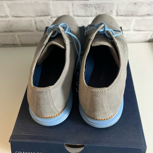 Cole Haan Men\'s Gray Suede Oxfords with Blue Accents